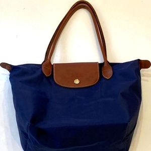 Small blue long champ tote